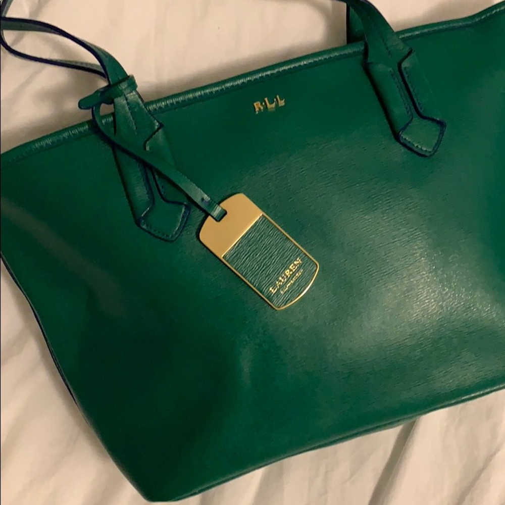 Ralph Lauren green leather handbag